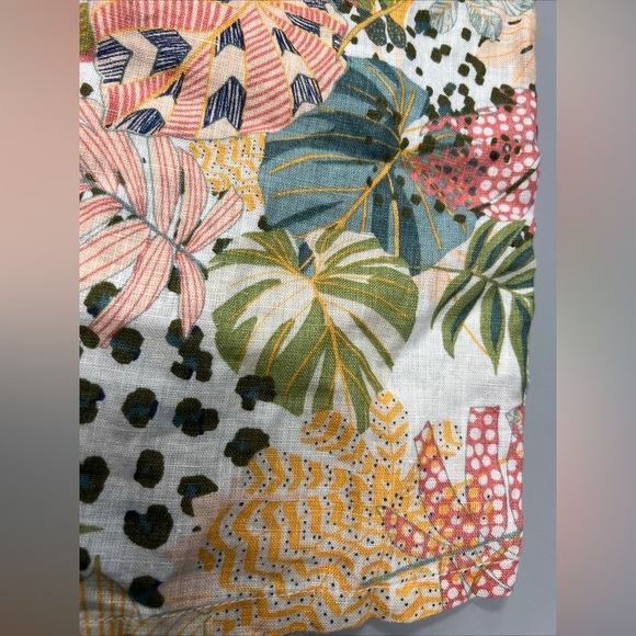 C and C California Dress Womens M Floral Ruffle Cap Sleeve V Neck Linen Boho NWT - Picture 6 of 7